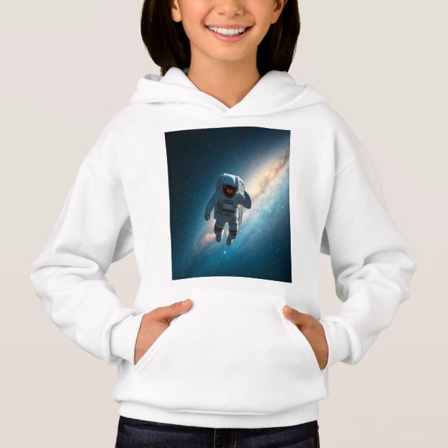 Camiseta Moletom com Capuz Espaço Galáxia Astronauta Kids (Frente)