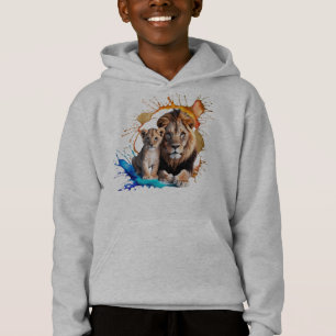 Camiseta Moletom com Capuz Lion Cub Paint Splatter - Menino