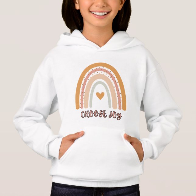 Camiseta Moletom com Capuz para Crianças – Boho Arco-Íris “ (Frente)