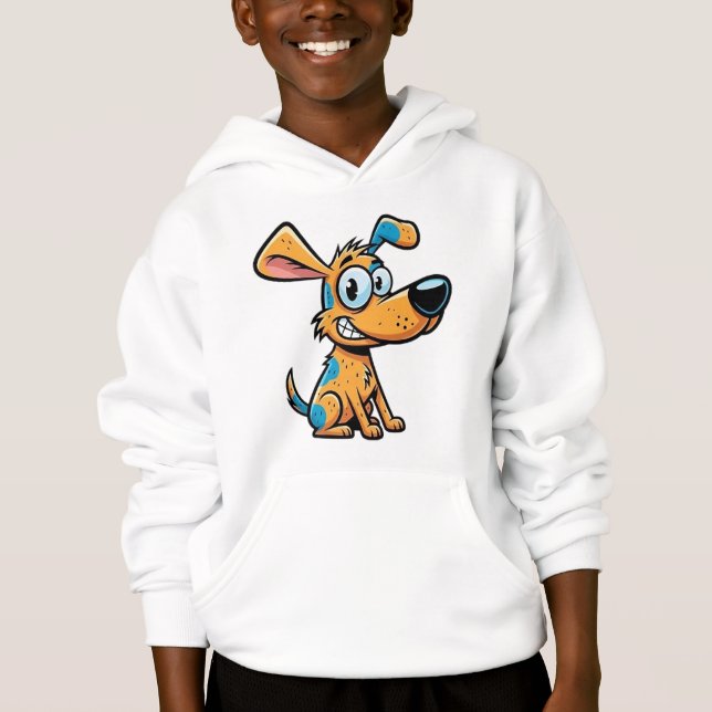 Camiseta Moletom com Capuz para Crianças Cachorro Divertido (Frente)