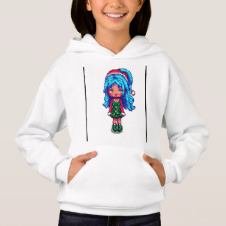 Camiseta Moletom com capuz para menina Cabelo azul menina