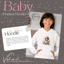 Moletom com capuz para meninas Baby Monkey Reader