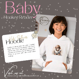 Camiseta Moletom com capuz para meninas Baby Monkey Reader