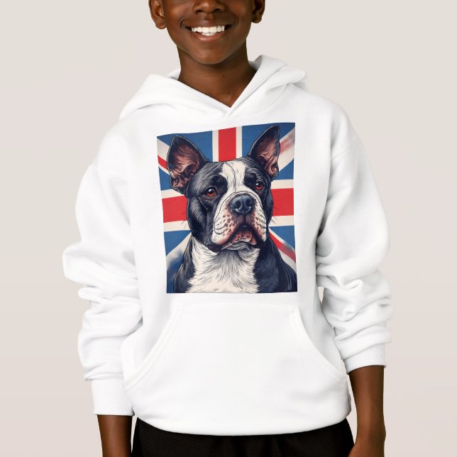 Camiseta Moletom com Capuz Union Jack para Crianças Staffor (Frente)