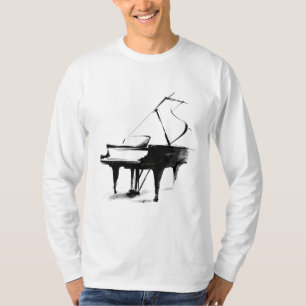 Camiseta Moletom com Esboço Minimalista de Piano de Cauda