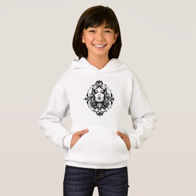 Camiseta Moletom com Retrato Cameo Gótico (Frente Completa)