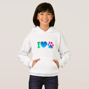 Camiseta Moletom Coração de Meninas Eu Amo Animais de Estim