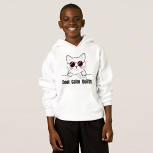Camiseta Moletom de Gato Divertido com Óculos de Sol para C
