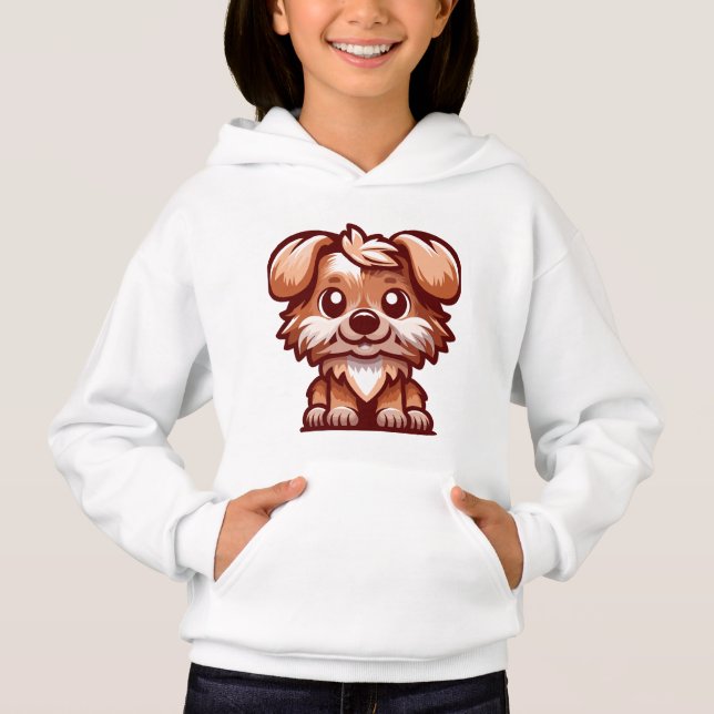 Camiseta Moletom de Meninas de Desenho Animado de Cachorrin (Frente)