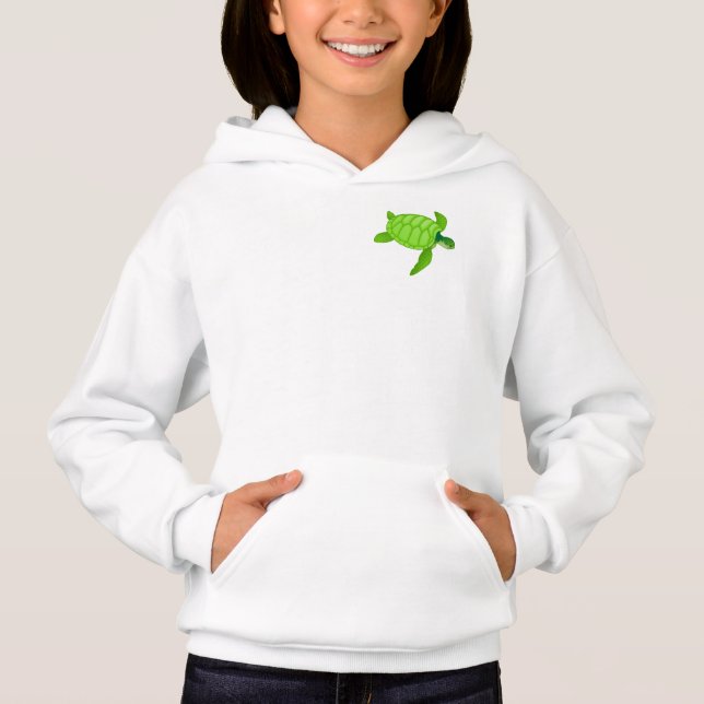 Camiseta Moletom de Meninas Tartaruga Marinha Verde (Frente)