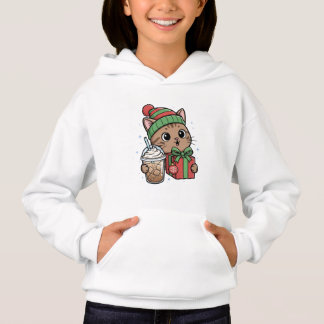 Camiseta Moletom de Natal Kawaii para Crianças com Gato e C