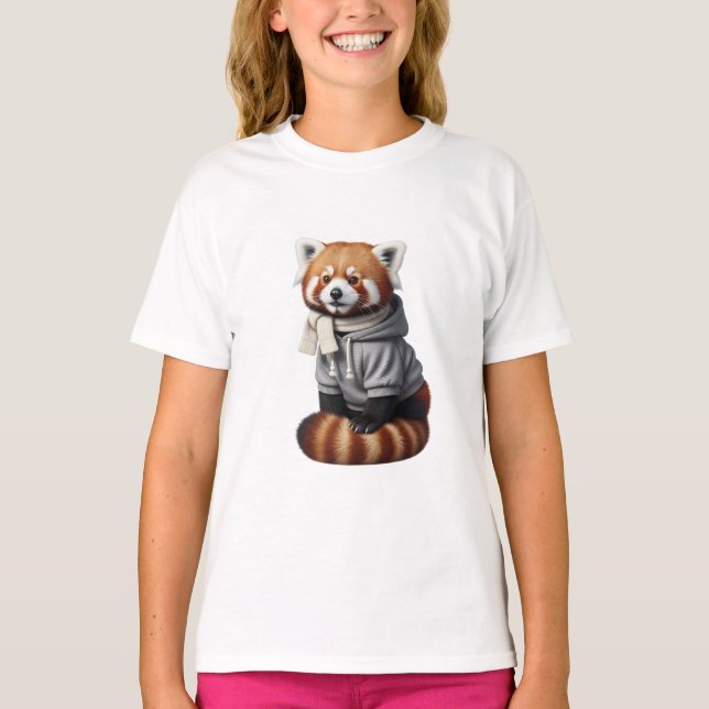 Camiseta Moletom de Panda Vermelho para Crianças (Frente)