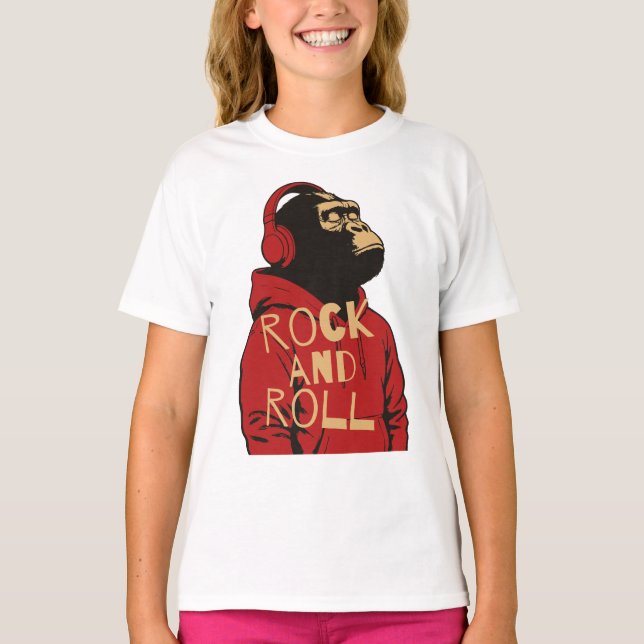 Camiseta Moletom de Rock And Roll de Gorila (Frente)