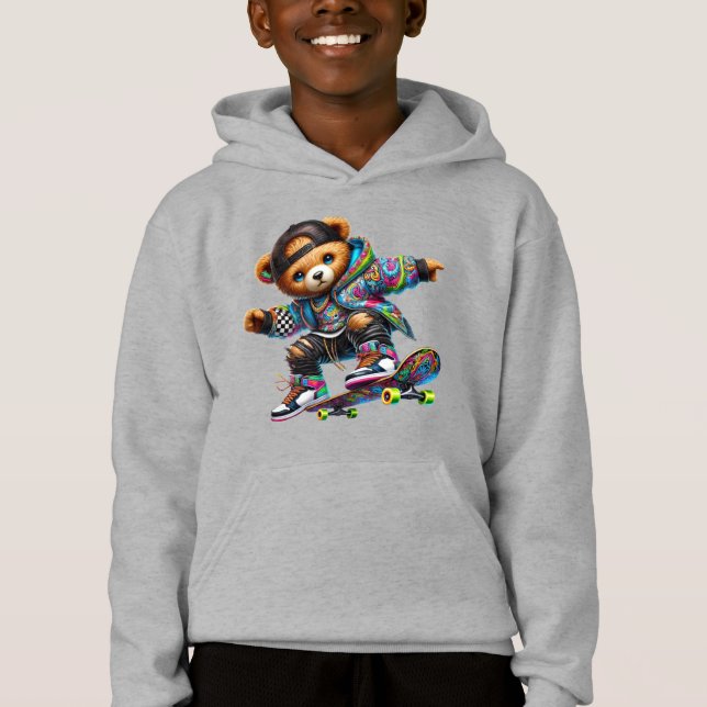 Camiseta Moletom de Urso de Skate (Frente)