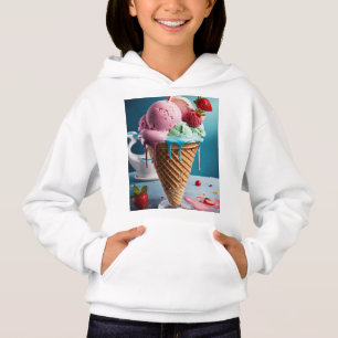 Camiseta Moletom Feminino com Design de Sorvete Fofo Doce