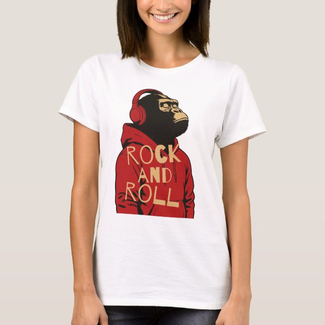 Camiseta Moletom Gorila Rock And Roll (Frente)