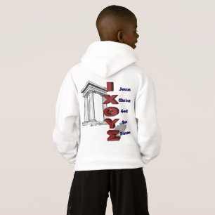 Camiseta Moletom infantil com ICTHYS acrônimo grego traduz