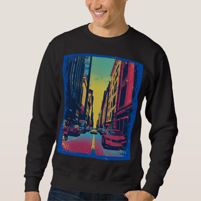Camiseta Moletom Vibrações da Cidade Pop Art (Frente)