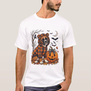 Camiseta Moletom Xadrez Cachorro Boxer Abóbora de Halloween