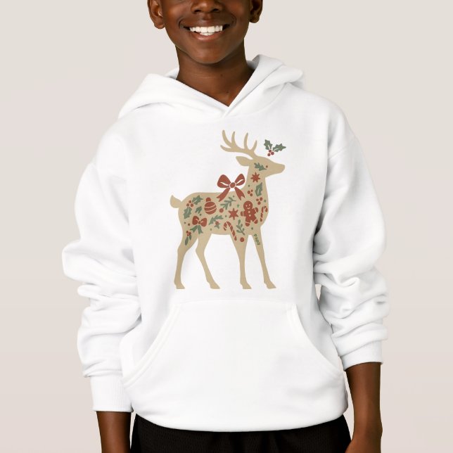 Camiseta Moletons/Suéteres de Natal para Crianças com Rena  (Frente)