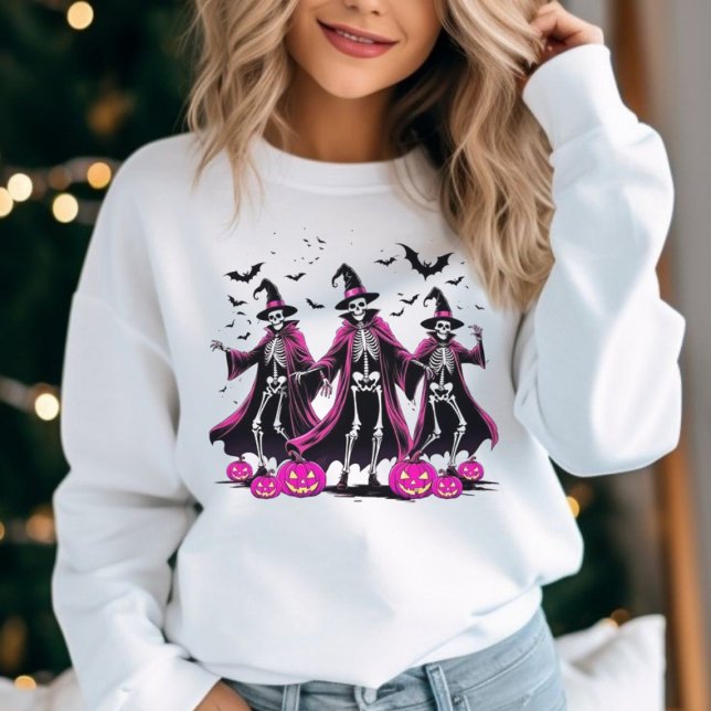 Camiseta Molheta de bruxa rosa dançante de esqueleto de Hal (Criador carregado)