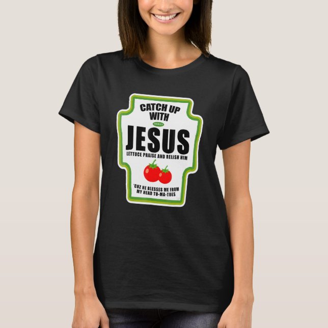 Camiseta Molho de Catchup Com Jesus Condimentos Religiosos  (Frente)
