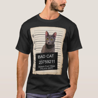 Camiseta Molho de Kitten Azul Russo baleado Gato ruim