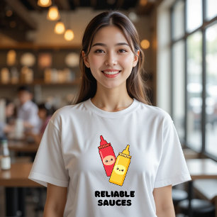 Camiseta Molhos confiáveis, Comida engraçada de Ketchup de