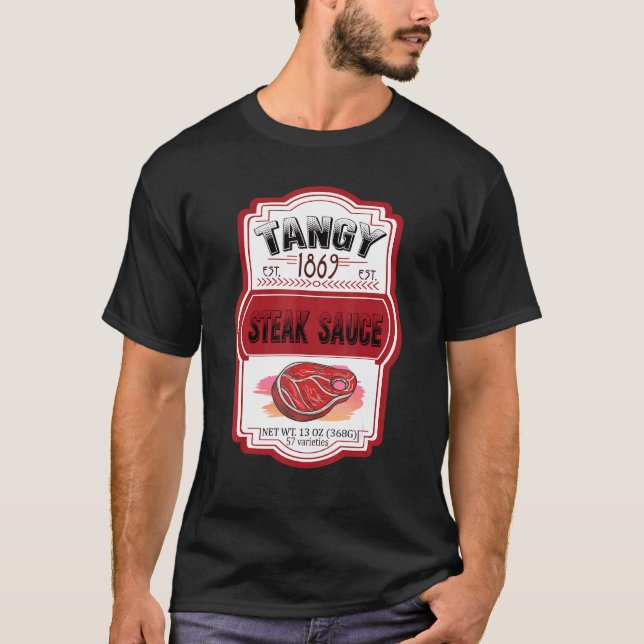 Camiseta Molhos de bife Casais de garrafas (Frente)