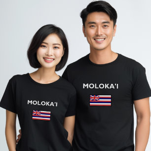 Camiseta Molokai EUA - Cor Escura da Bandeira Havaiana