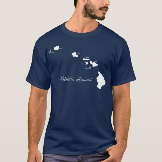 Camiseta Molokai Havaí Com Ilhas Havaianas (Frente)