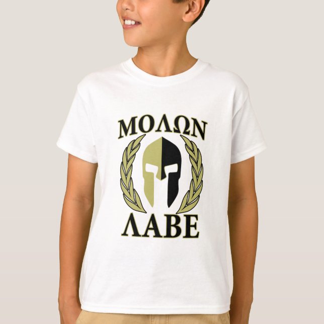 Camiseta Molon Labe Spartan Mask Laurels Olive Green (Frente)