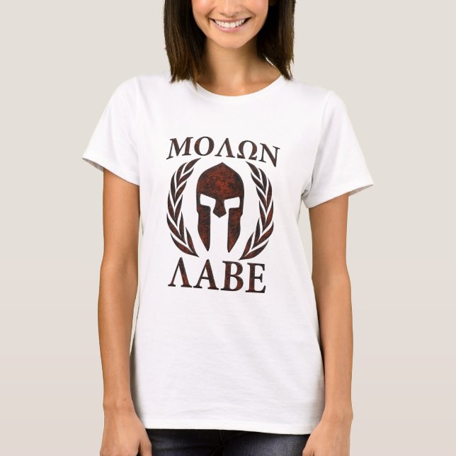 Camiseta Molon Labe Spartan Warrior Iron Laurels Mask (Frente)