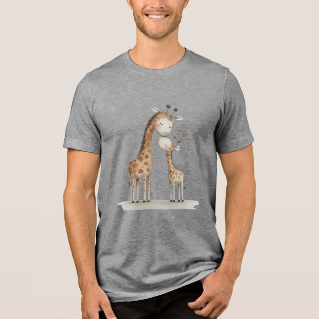 Camiseta Mom & Baby Giraffe Cute Illustration (Frente)