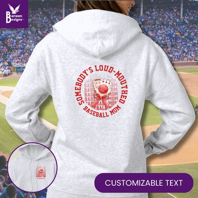 CAMISETA MOM BASEBALL DE BOCA DE BOCA NA MODA DIVERTIDA (Fun stylish LOUD-MOUTHED BASEBALL MOM with customizable text. Ideal baseball drip apparel for Moms)