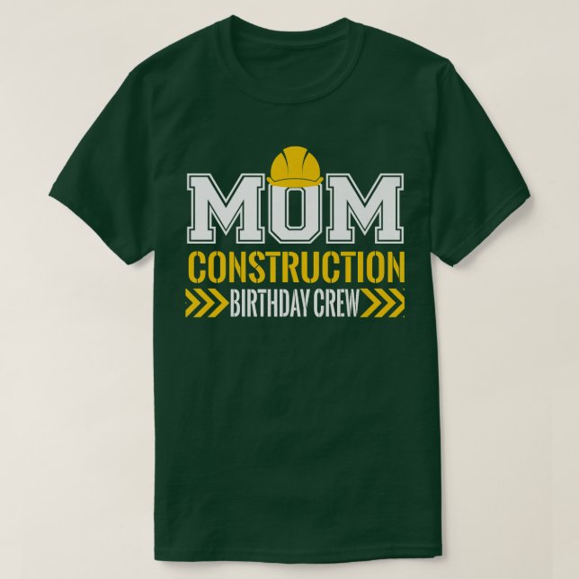 Camiseta Mom Birthday Crew 1st construction Birthday Truck  (Frente do Design)