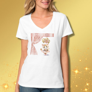 Camiseta MOM Charming Ballerina Cat primeiro aniversario
