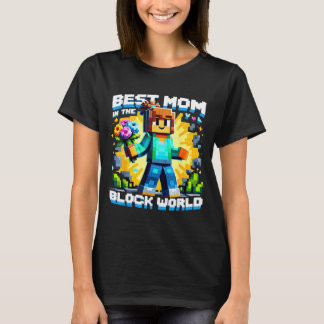 Camiseta Mom in the block world pixel gaming mother day