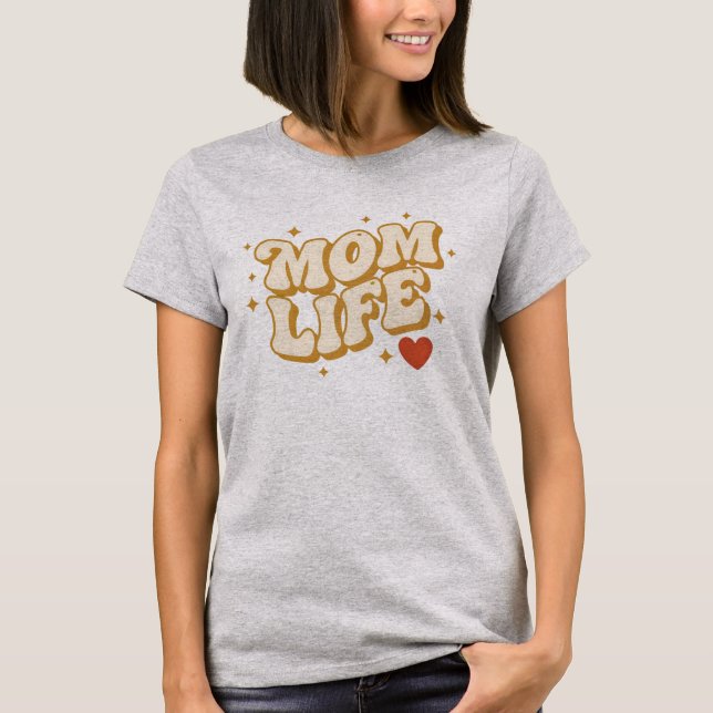 Camiseta Mom Life estilo anos 70 presente  (Frente)
