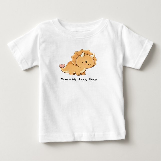 Camiseta Mom = My Happy Place – Cute Baby Triceratops Illus (Frente)