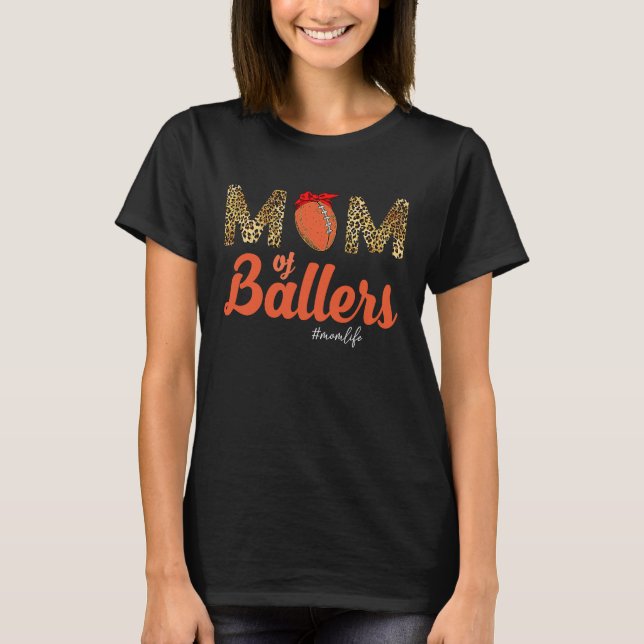 Camiseta Mom of Ballers Football Leopard Mom Life Mothers D (Frente)