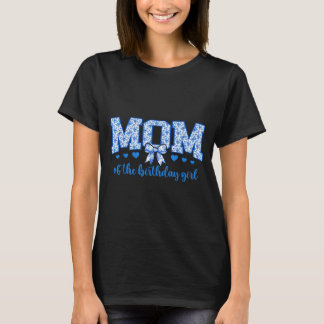 Camiseta Mom of The Birthday Girl Blue Chinoiserie Floral