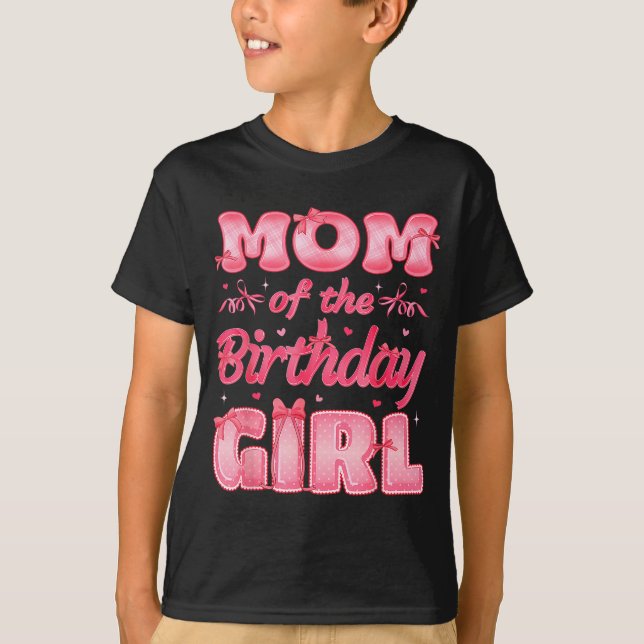 Camiseta Mom Of The Birthday Girl Family Nk Coquette Bow  (Frente)