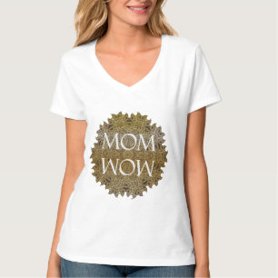Camiseta MOM WOW Yoga Mandala Mulher Decote em V Personaliz