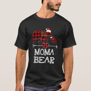 Camiseta Moma Bear Christmas Pajama Red Xadrez Buffalo Fami
