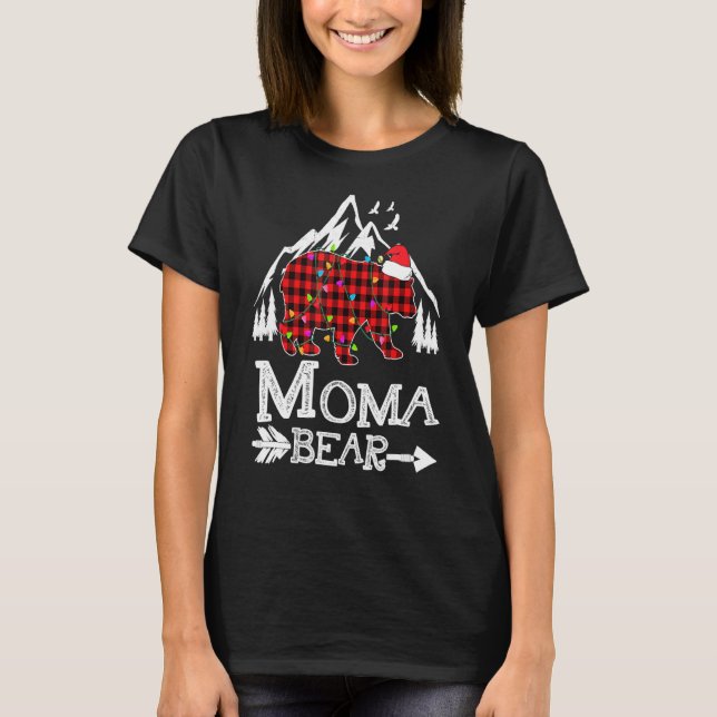 Camiseta Moma Bear Red Buffalo Xadrez Moma Bear Pajama Fami (Frente)