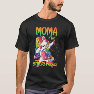 Camiseta Moma Da Princesa Aniversário Dabbing Unicorn Girl