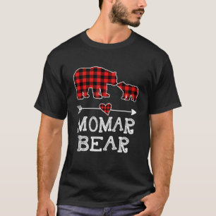 Camiseta Momar Bear Christmas Pajama Red Xadrez Buffalo Fam