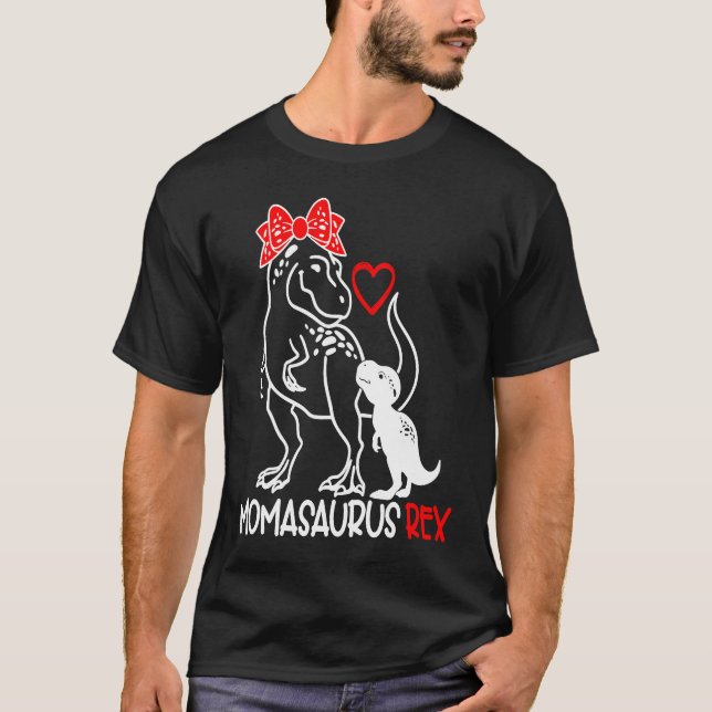 Camiseta Momasaurus Rex Mãe do Dia de as mães dos Meninos A (Frente)