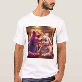 Camiseta Momento Afetado: Um Urso Colorido e Rabino Tímido